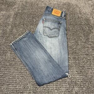 Levis 514 Jeans Mens 32x34 Blue Straight Denim Workwear Medium Wash Distressed